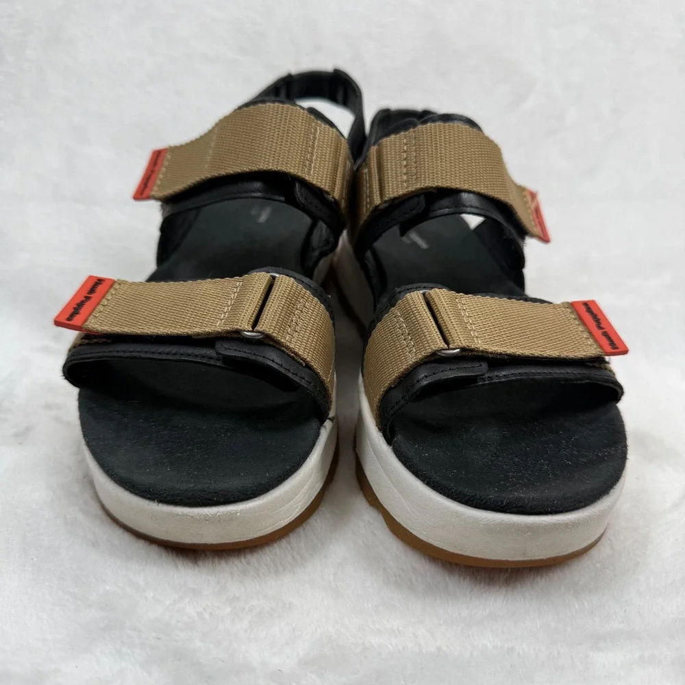 Hush Puppies Brite‎ Jute Black Tan Platform Sporty Sandals HW06698-002 Womens 8